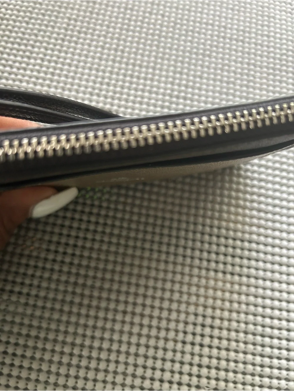 Coach dark brown signature and metallic wristlet